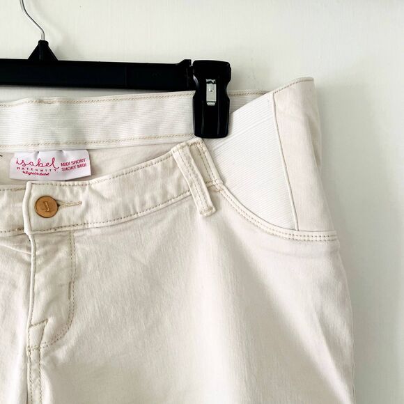 Isabel Maternity Ingrid & Isabel Cream Midi Shorts Size 10 Stretch 36" Waist - Picture 5 of 10